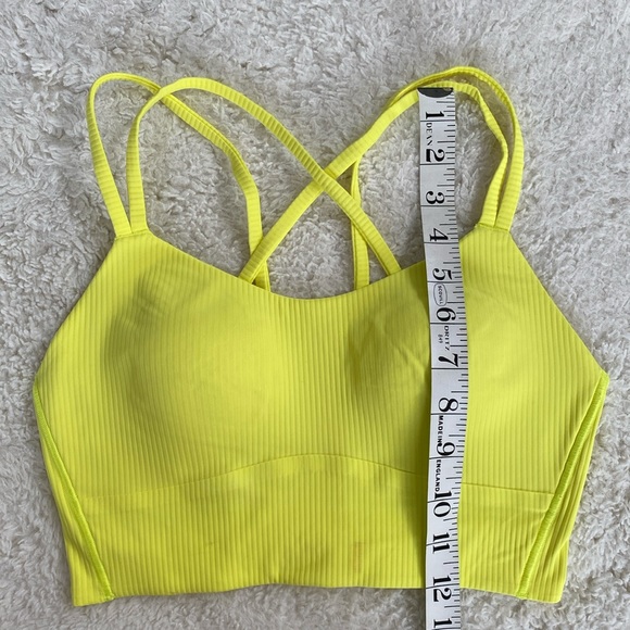 ❤️ Lululemon Like a Cloud Ribbed Longline Bra Electric Lemon Yellow Size 6 NWOT - Picture 4 of 8